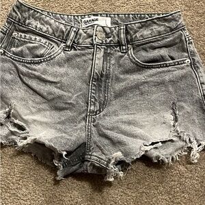 Garage Distressed Denim Shorts - Gray